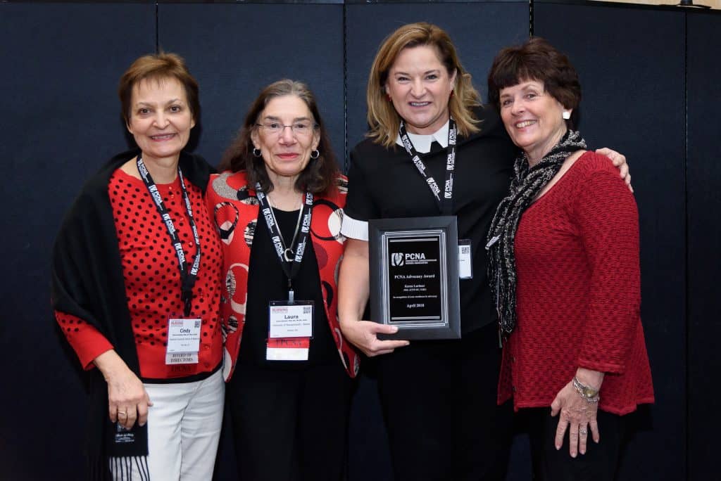 2018 Advocacy Award Winner Karen Larimer with members of the Advocacy Committee