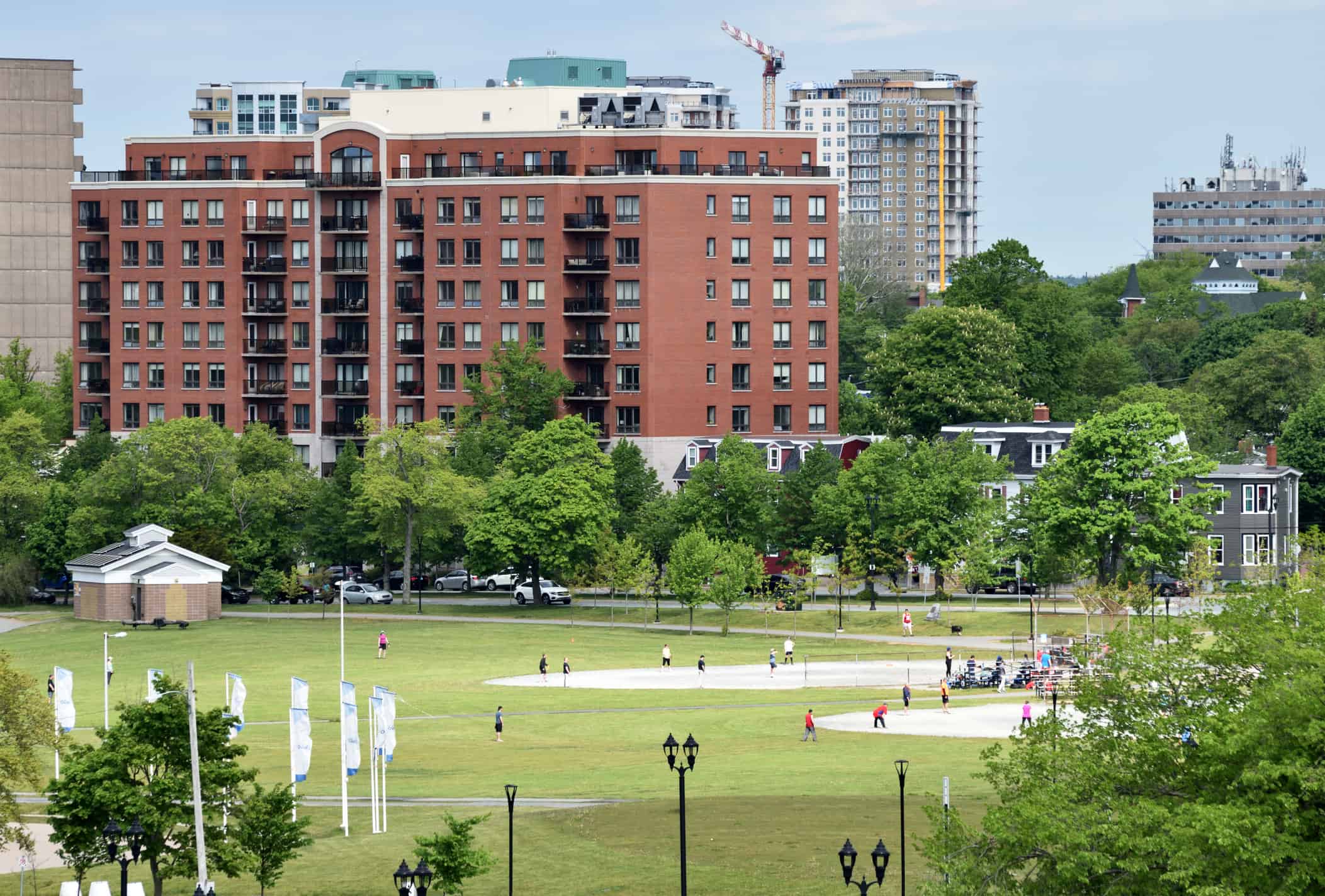 Halifax, Nova Scotia / Canada - June 9 2018:  People enjoying the Halifax Commons Public Park View from Citadel Hill