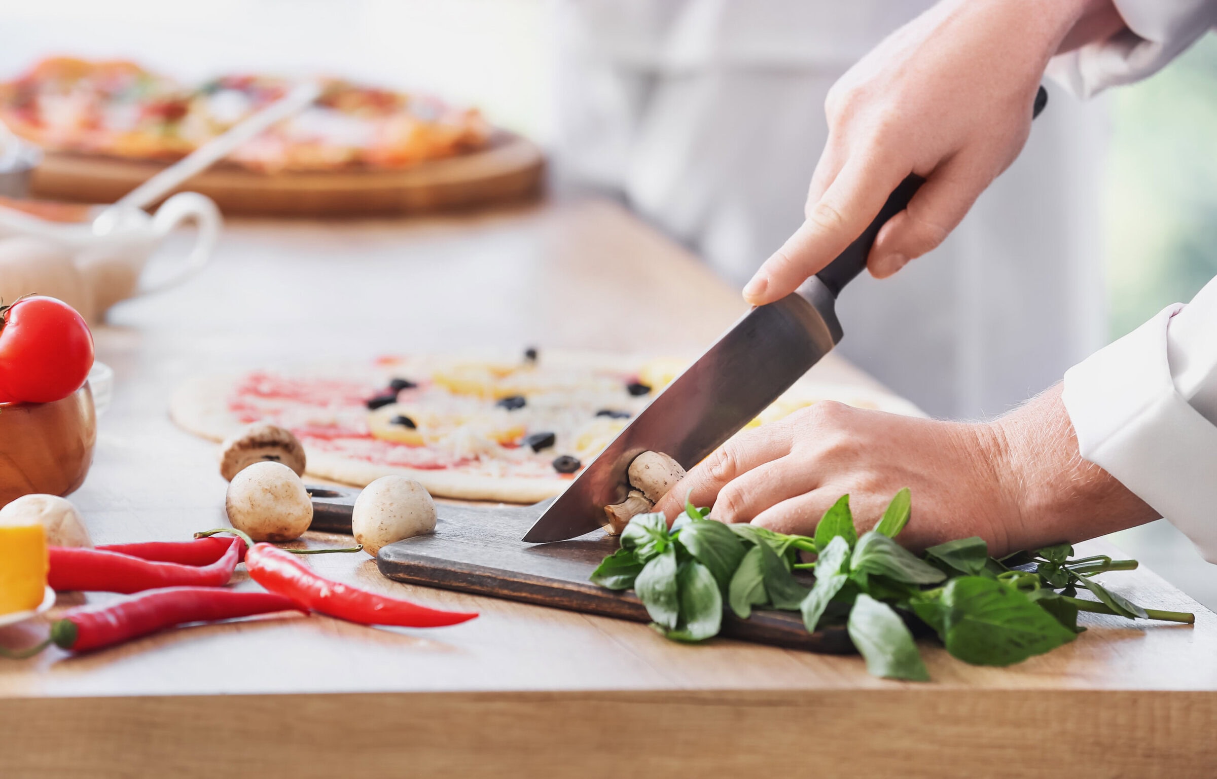 Chef,Making,Tasty,Pizza,In,Kitchen,,Closeup Chef,Making,Tasty,Pizza,In,Kitchen,,Closeup