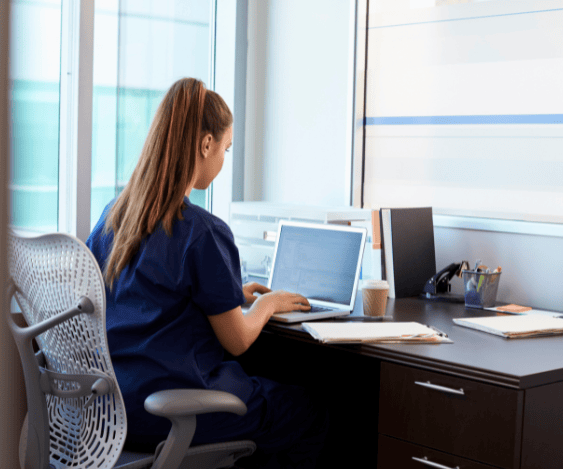 Nurse at laptop
